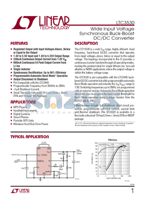 LTC3530EDD-TRPBF datasheet - Wide Input Voltage Synchronous Buck-Boost DC/DC Converter