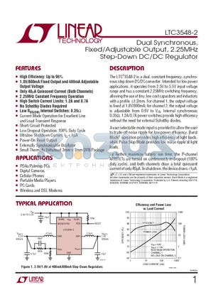 LTC3548EDD-2 datasheet - Dual Synchronous, Fixed/Adjustable Output, 2.25MHz Step-Down DC/DC Regulator