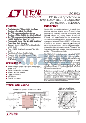 LTC3562EUD-TRPBF datasheet - I2C Quad Synchronous Step-Down DC/DC Regulator 2  600mA, 2  400mA
