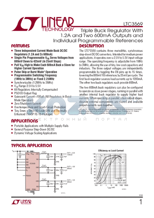 LTC3569IUD-PBF datasheet - Triple Buck Regulator With 1.2A and Two 600mA Outputs and Individual Programmable References