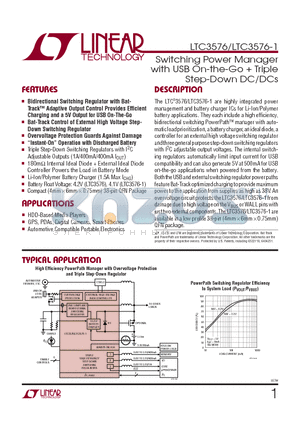 LTC3576 datasheet - Switching Power Manager with USB On-the-Go  Triple Step-Down DC/DCs