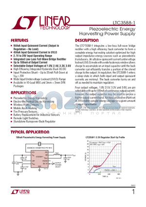 LTC3588EDD-1TRPBF datasheet - Piezoelectric Energy Harvesting Power Supply