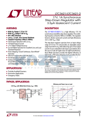 LTC3600 datasheet - 17V, 1A Synchronous Step-Down Regulator with 3.5lA Quiescent Current