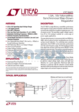 LTC3601IUDPBF datasheet - 1.5A, 15V Monolithic Synchronous Step-Down Regulator