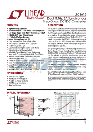 LTC3615EUF-PBF datasheet - Dual 4MHz, 3A Synchronous Step-Down DC/DC Converter