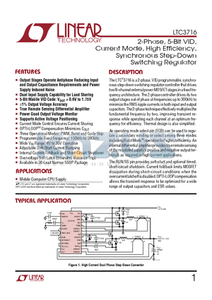 LTC3716 datasheet - 2-Phase, 5-Bit VID, Current Mode, High Efficiency, Synchronous Step-Down Switching Regulator