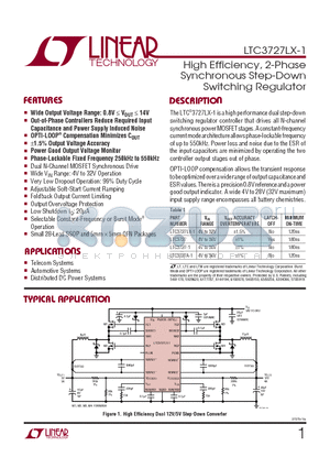 LTC3727LX-1 datasheet - High Efficiency, 2-Phase Synchronous Step-Down Switching Regulator
