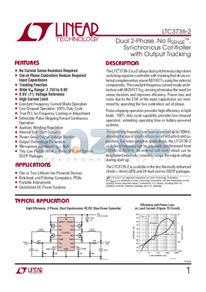 LTC3736EGN-2 datasheet - Dual 2-Phase, No RSENSE Synchronous Controller with Output Tracking