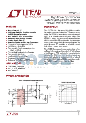 LTC3831-1 datasheet - High Power Synchronous Switching Regulator Controller for DDR Memory Termination