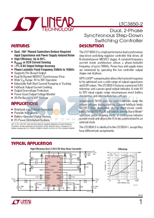 LTC3850IGN-2-TRPBF datasheet - Dual, 2-Phase Synchronous Step-Down Switching Controller