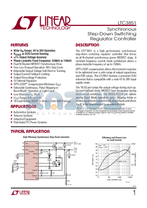 LTC3851EUD-TRPBF datasheet - Synchronous Step-Down Switching Regulator Controller