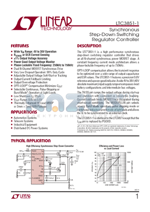 LTC3851EMSE-1-TRPBF datasheet - Synchronous Step-Down Switching Regulator Controller