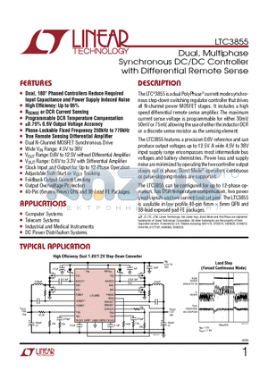 LTC3855EUJPBF datasheet - Dual, Multiphase Synchronous DC/DC Controller with Differential Remote Sense