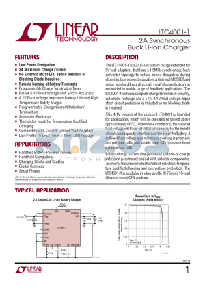 LTC4001-1 datasheet - 2A Synchronous Buck Li-Ion Charger