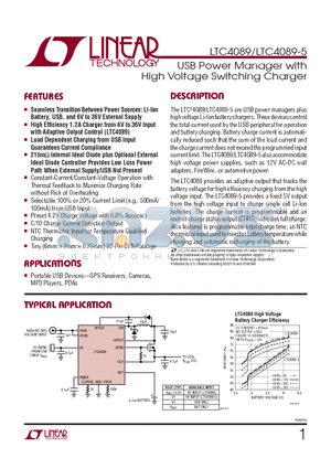 LTC4089EDJC-5 datasheet - USB Power Manager with High Voltage Switching Charger