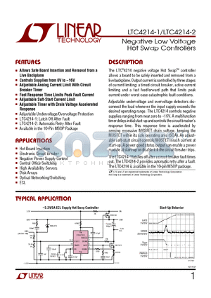 LTC4214-2IMS datasheet - Negative Low Voltage Hot Swap Controllers