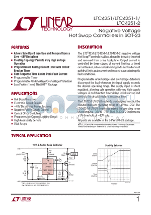 LTC4251 datasheet - Negative Voltage Hot Swap Controllers in SOT-23