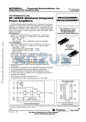 MW4IC2020MBR1 datasheet - RF LDMOS Wideband Integrated Power Amplifiers
