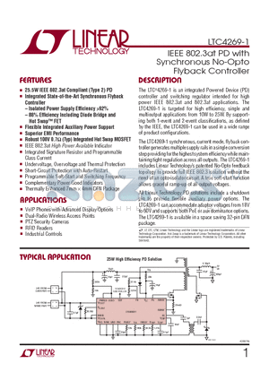 LTC4269CDKD-1-TRPBF datasheet - IEEE 802.3at PD with Synchronous No-Opto Flyback Controller