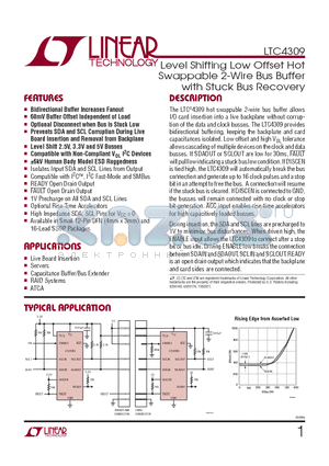 LTC4309CGN-PBF datasheet - Level Shifting Low Offset Hot Swappable 2-Wire Bus Buffer with Stuck Bus Recovery