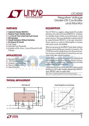 LTC4354IS8 datasheet - Negative Voltage Diode-OR Controller and Monitor
