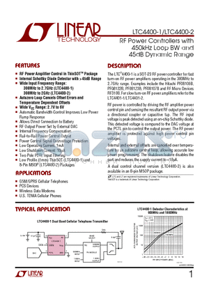 LTC4400-2EMS8 datasheet - RF Power Controllers with 450kHz Loop BW and 45dB Dynamic Range