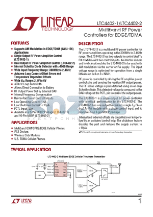 LTC4402-1EMS8 datasheet - Multiband RF Power Controllers for EDGE/TDMA