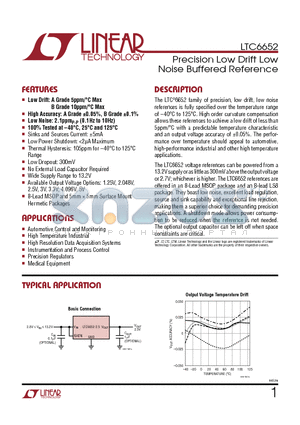 LTC6652BHMS8-5-PBF datasheet - Precision Low Drift Low Noise Buffered Reference