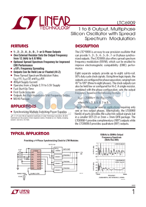 LTC6909HMS-TRPBF datasheet - 1 to 8 Output, Multiphase Silicon Oscillator with Spread Spectrum Modulation