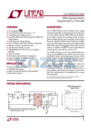 LTC692CS8-PBF datasheet - Microprocessor Supervisory Circuits