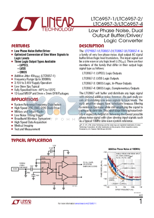 LTC6945 datasheet - Low Phase Noise, Dual Output Buffer/Driver/Logic Converter