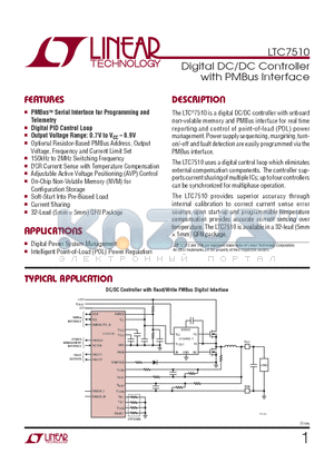 LTC7510EUH-TRPBF datasheet - Digital DC/DC Controller with PMBus Interface