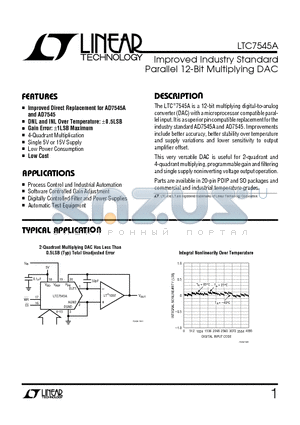 LTC7545ACN datasheet - Improved Industry Standard Parallel 12-Bit Multiplying DAC