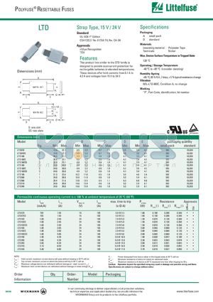 LTD100SS datasheet - POLYFUSE^ RESETTABLE FUSES