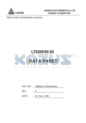 LTD205-65-XX datasheet - TRIPLE DIGIT LED DISPLAY