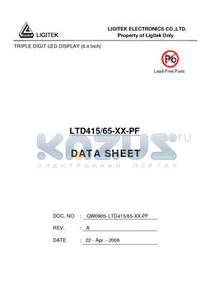 LTD415-65-XX-PF datasheet - TRIPLE DIGIT LED DISPLAY