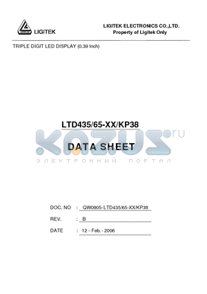 LTD435-65-XX-KP38 datasheet - TRIPLE DIGIT LED DISPLAY (0.39 Inch)