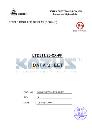 LTD511/25-XX-PF datasheet - TRIPLE DIGIT LED DISPLAY (0.56 Inch)