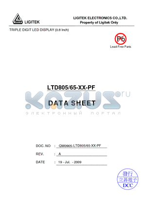 LTD805-65-XX-PF datasheet - TRIPLE DIGIT LED DISPLAY (0.8 Inch)