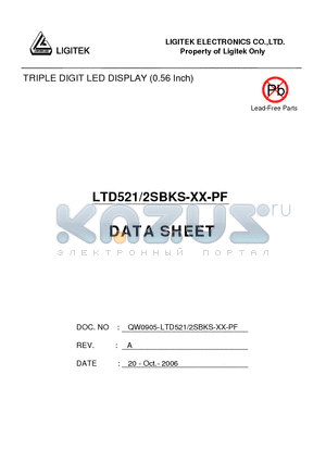 LTD521/2SBKS-XX-PF datasheet - TRIPLE DIGIT LED DISPLAY (0.56 Inch)