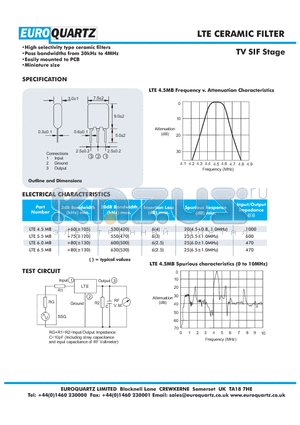 LTE5.5MB datasheet - CERAMIC FILTER