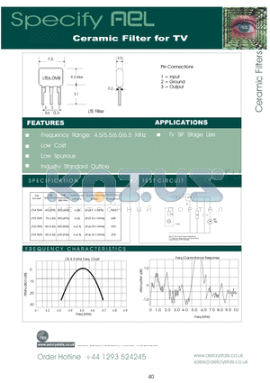 LTE6.0MB datasheet - Ceramic Filter for TV