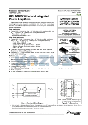 MWE6IC9100NR1 datasheet - RF LDMOS Wideband Integrated Power Amplifiers