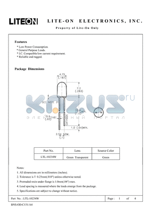 LTL-10234W datasheet - Property of Lite-On Only