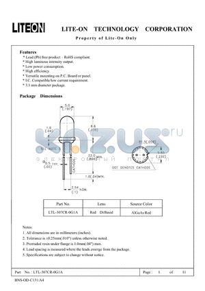 LTL-307CR-0G1A datasheet - Property of Lite-On Only