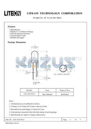 LTL-4223-051A datasheet - Property of Lite-On Only