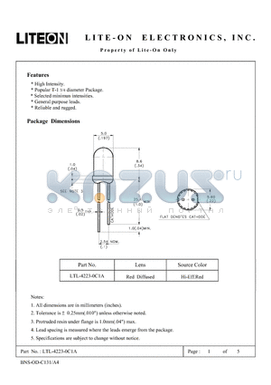 LTL-4223-0C1A datasheet - Property of Lite-On Only