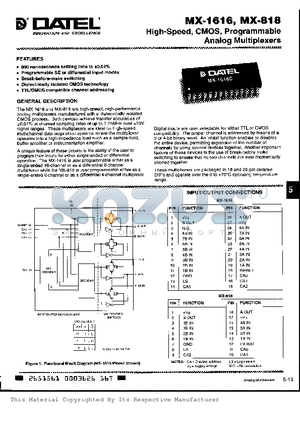 MX-818C datasheet - HIGH SPEED CMOS PROGRAMMABLE ANALOG MULTIPLEXERS