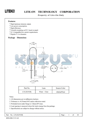 LTL2G3VEK datasheet - Property of Lite-On Only