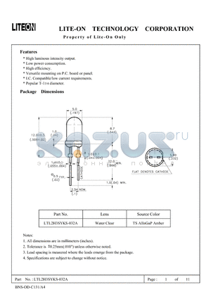 LTL2H3SYKS-032A datasheet - Property of Lite-On Only